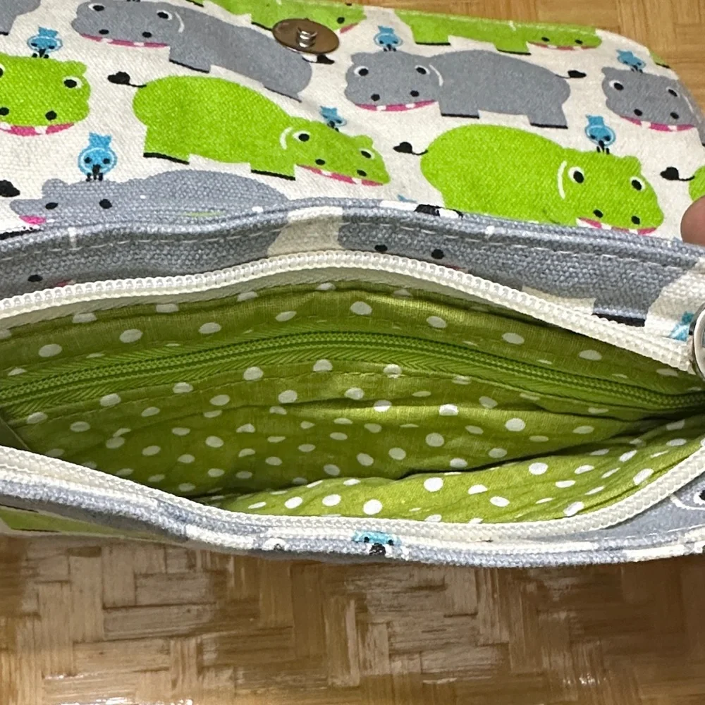 Bungalow 360 Green and Gray Hippo Wristlet